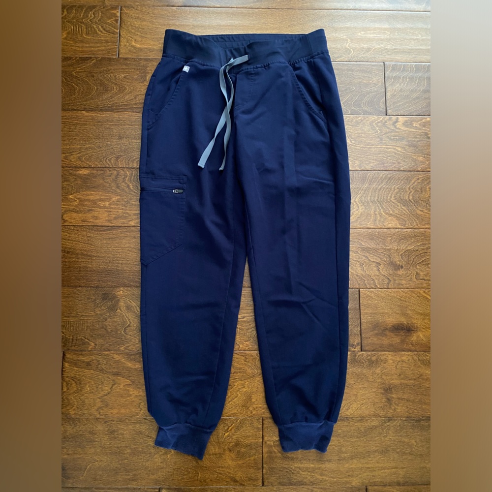 Figs Technical Collection Jogger Scrub Pants Womens Sz S/P Blue Tapered Leg